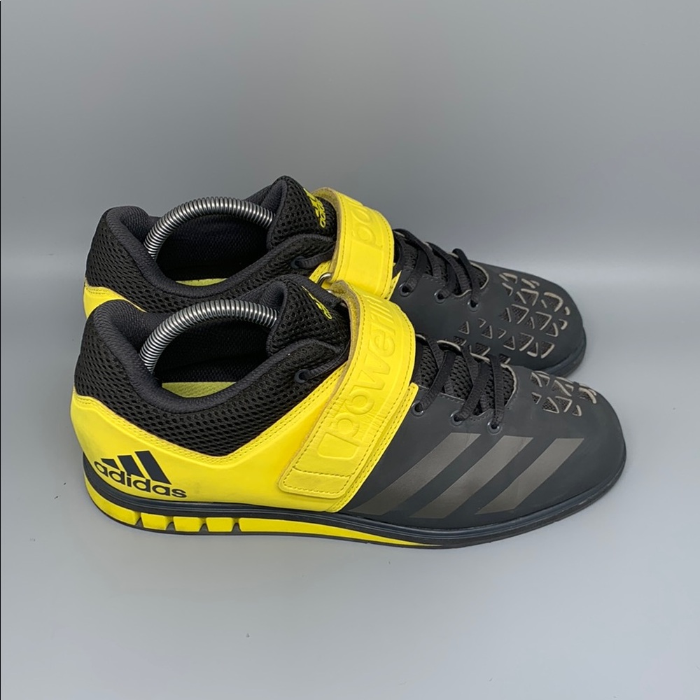 Adidas Powerlift 3 Gray Yellow Weight Lifting Gym Shoes BB2844 Men's Sz 9.5